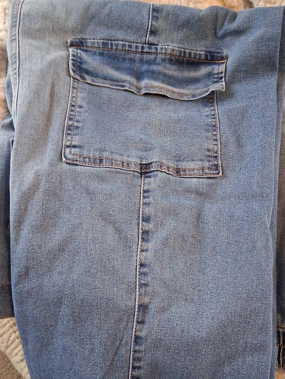 Light Blue Womens Cargo Jeans - Picture 4 of 6